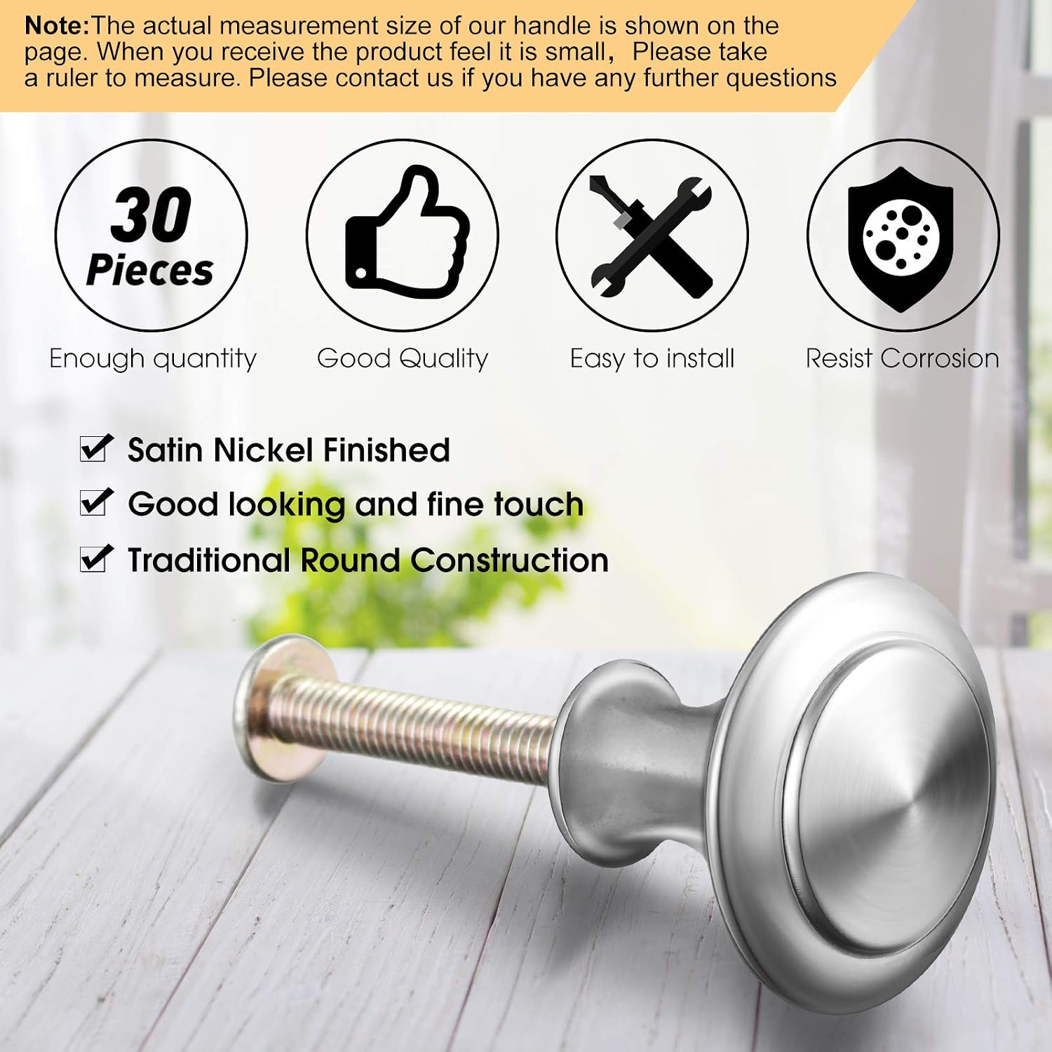 Ripeng 30 Pieces Round Cabinet Knobs Kitchen Drawer Knobs Round Drawer Knobs Kitchen Cabinet Hardware Cupboard Knobs with 30 Screws for Dresser Drawers (Silver,1.2 Inch/ 30 mm)