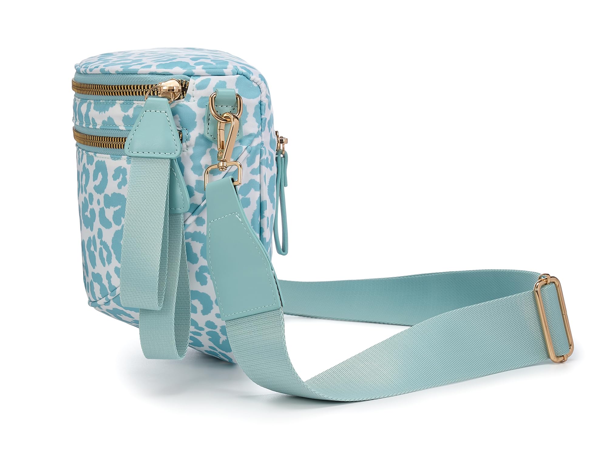 FEIBOON Spacious Nylon Crossbody Bag Bum Bag Handbags Wallets Purses Trendy Shoulder Bag for Women (Ice Blue Leopard Print) view 7