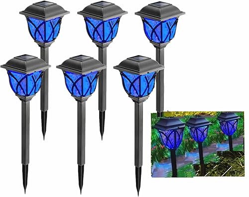 Paquete de 6 luces solares LED impermeables para exteriores, decoración de paisaje, camino de jardín, luces solares de encendido y apagado