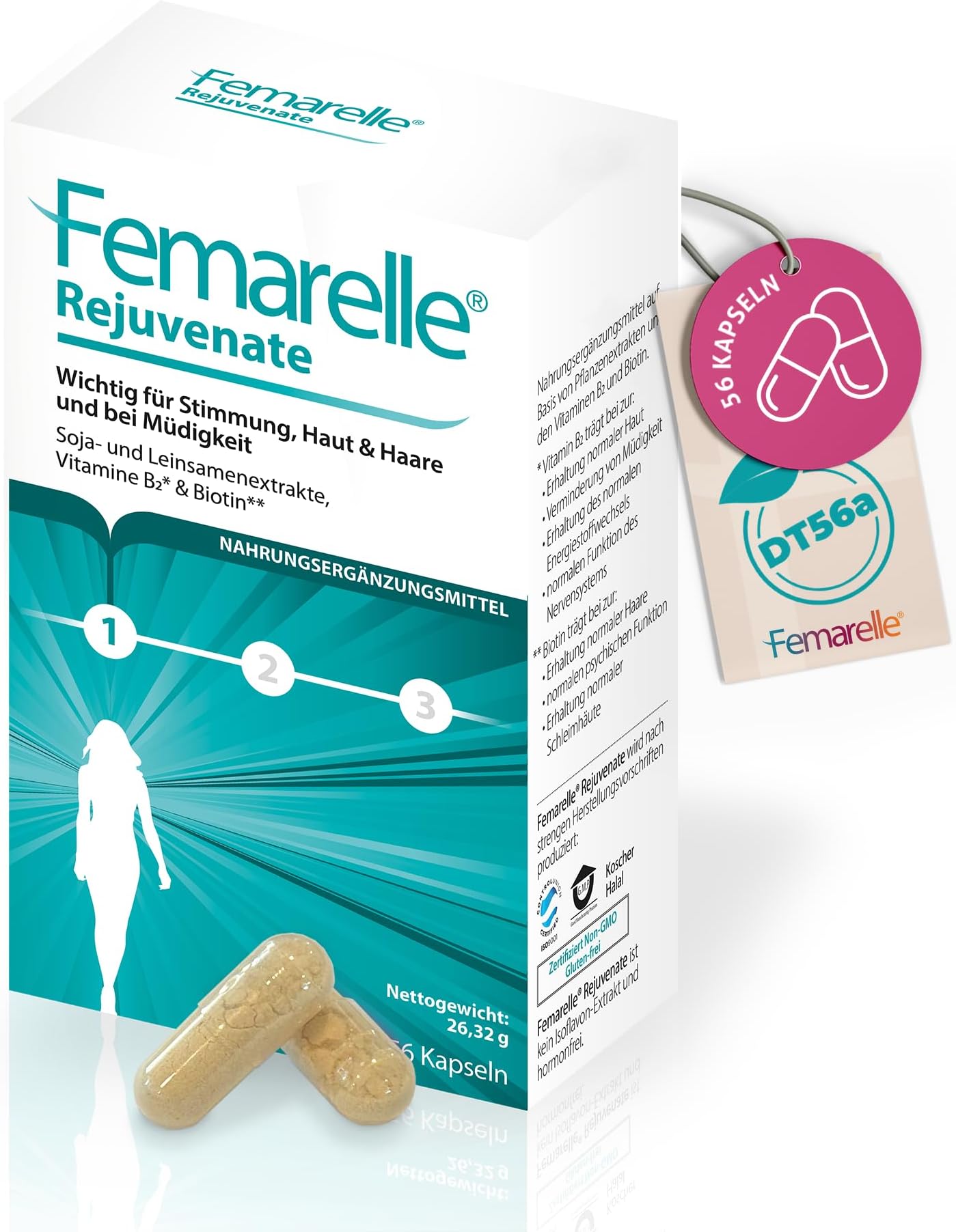 Femarelle Rejuvenate Food Supplements for Mood/Skin/Hair Support, 55 g