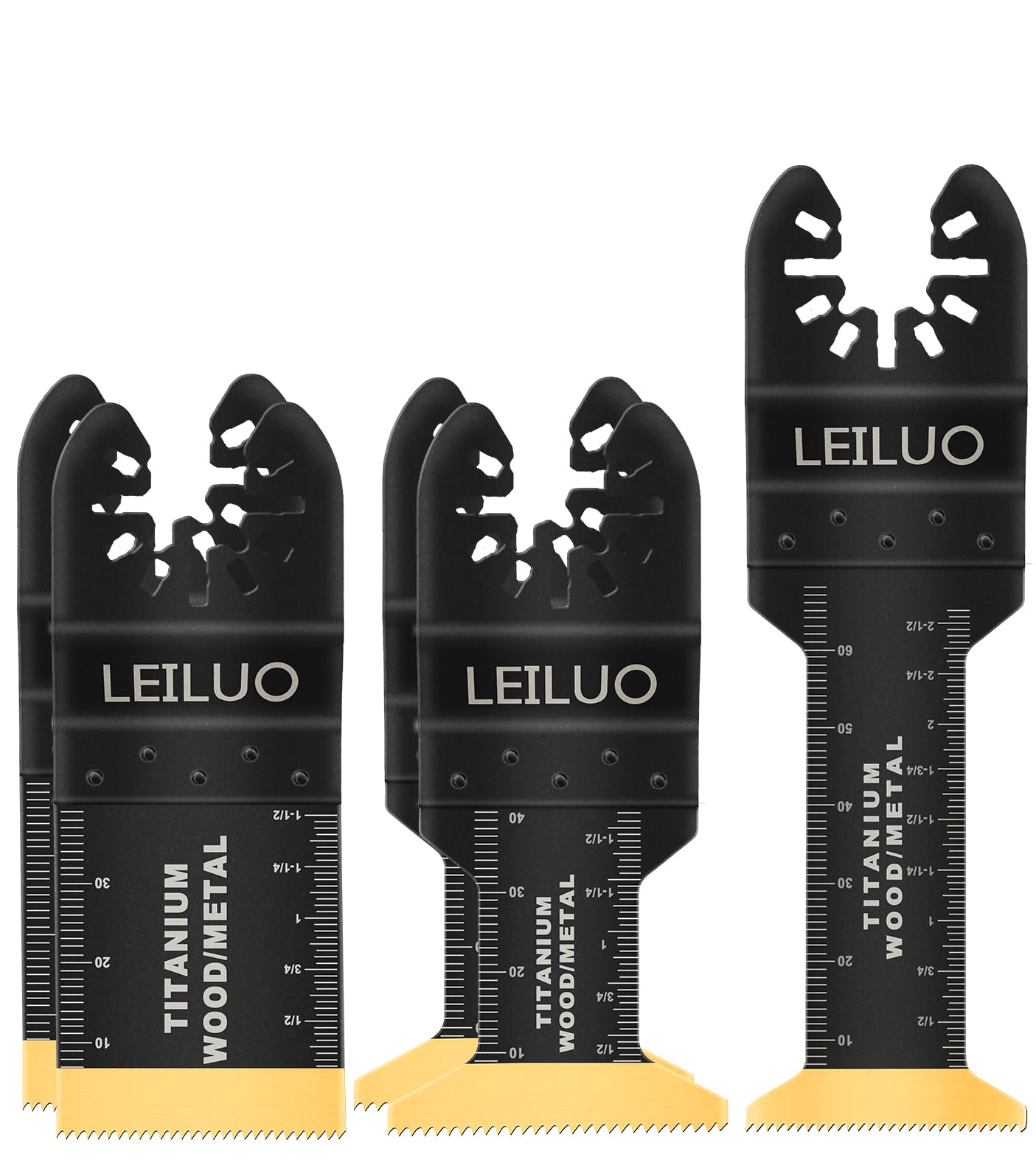 LEILUO 5 Pcs Titanium Oscillating Multitool Blades Universal Multi Tool Accessories for Wood Nails Compatible with DeWalt Makita Ryobi and More