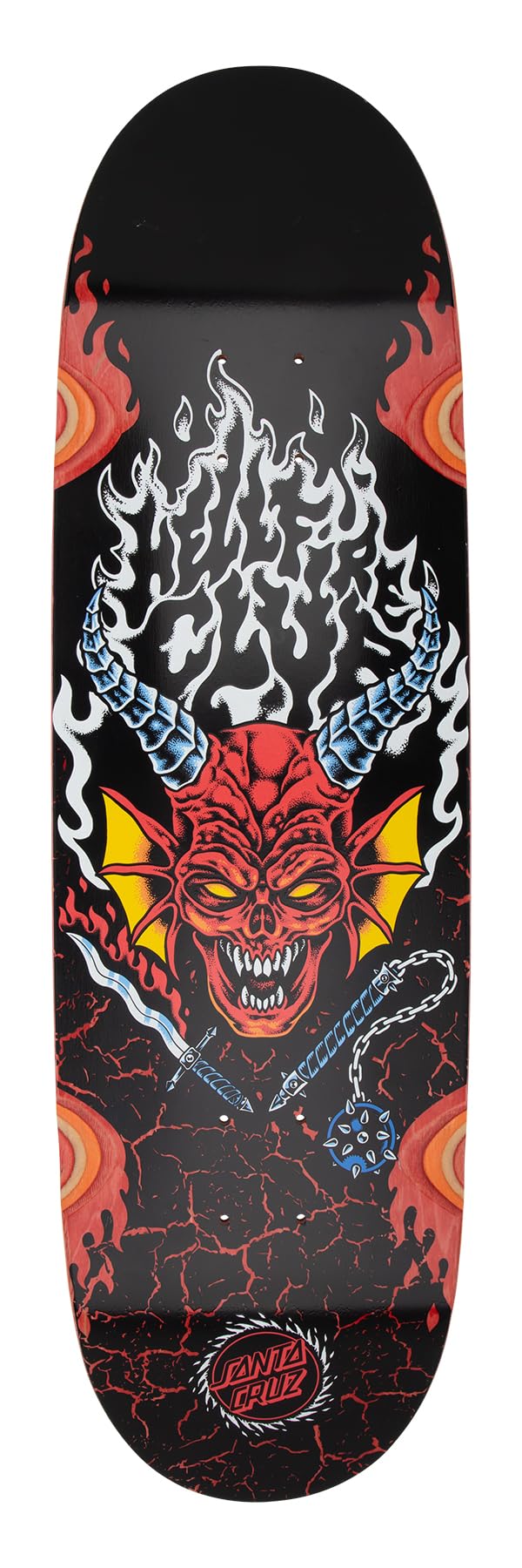 Santa Cruz Stranger Things Hellfire Club Flames Planche de skateboard 22,9 x 81,3 cm