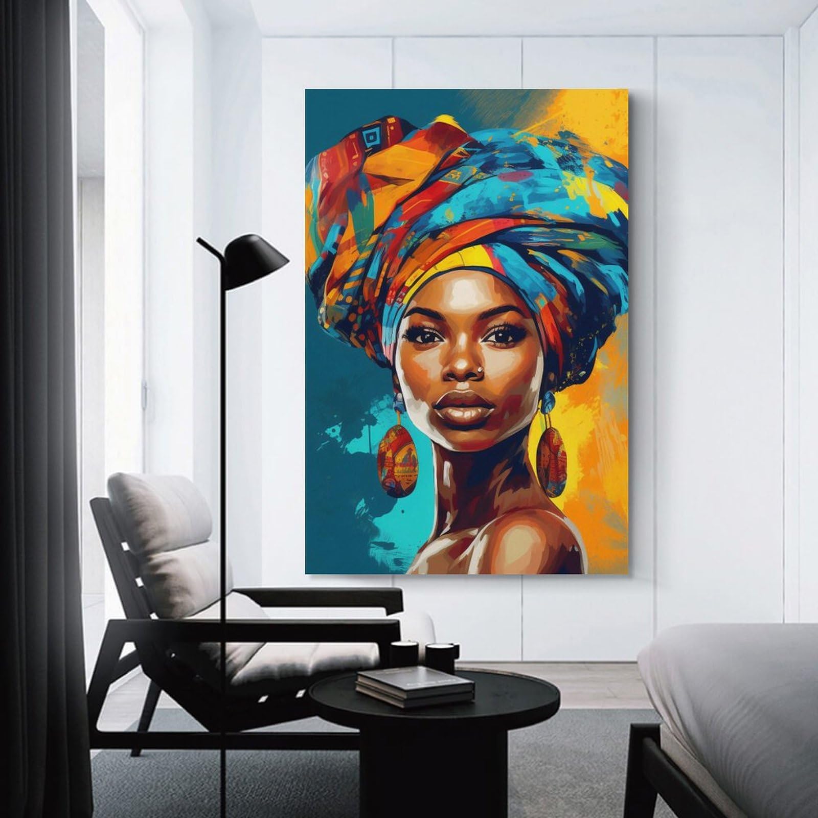 HHGaoArt Stampa artistica da parete su tela con donna afroamericana, arte nera, poster con graffiti per soggiorno decorazione stravagante (10,6 x 61 cm, senza cornice