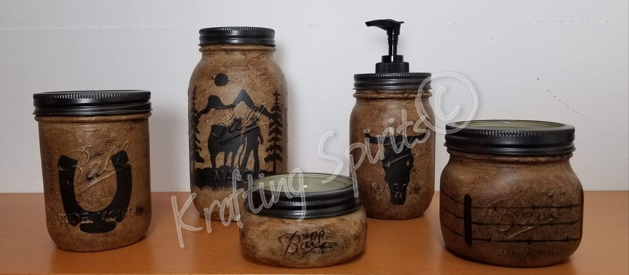 Western Mason Jar Bathroom Set
