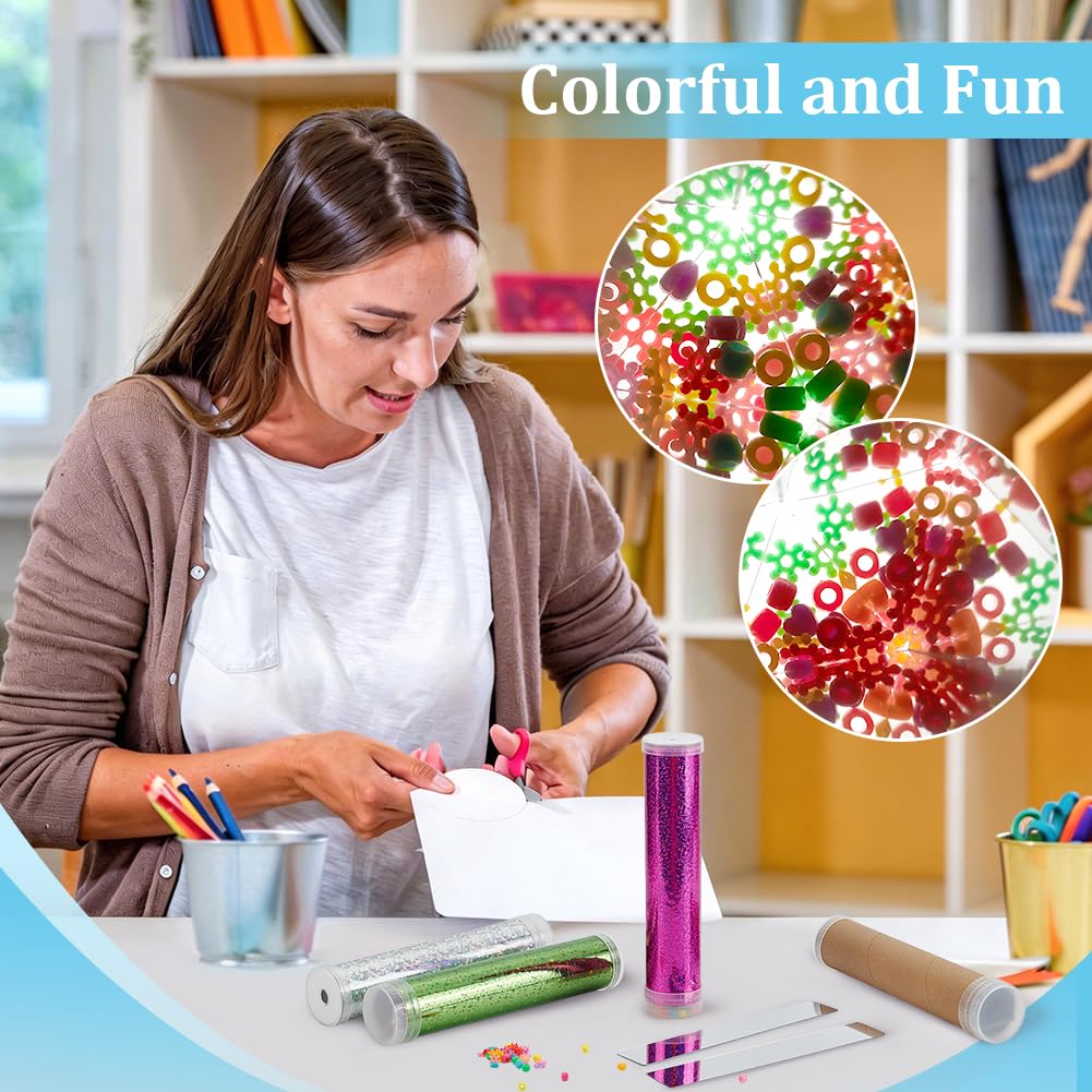 OLYCRAFT 6 Set kaléidoscope Making Kit DIY kaléidoscope Making Craft Kit Science Craft Party favorise kaléidoscopes Blancs avec Papier Paillettes pour Fournitures d’Anniversaire d’Artisanat Groupe