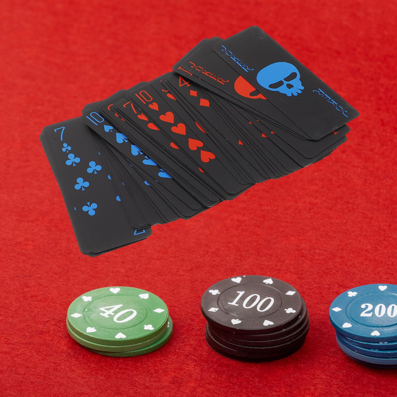 TEHAUX Baraja de Cartas de Póker de PVC Negro Diseño de Calaveras, Impermeables y Duraderas, Ideales para Reuniones Familiares y Juegos de Mesa