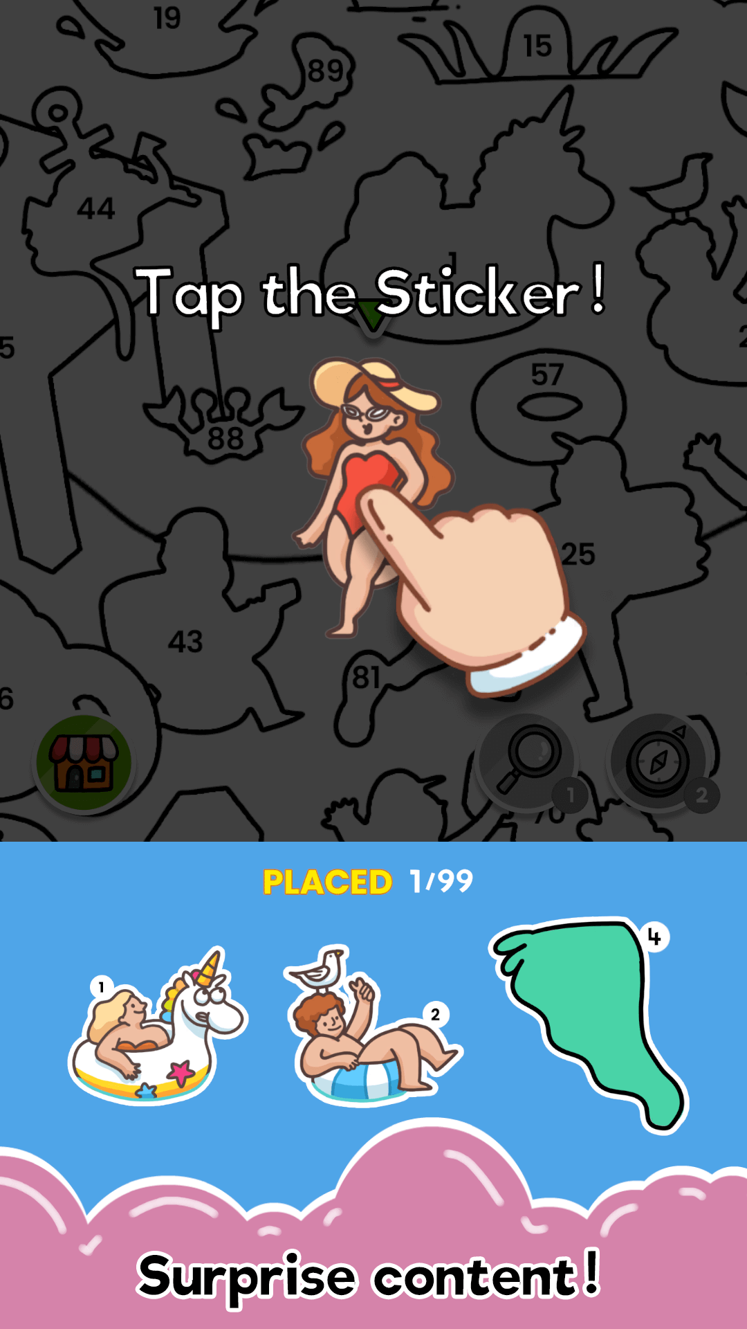 Sticker Book Puzzle: colorful painting game by glue and number, finding ...