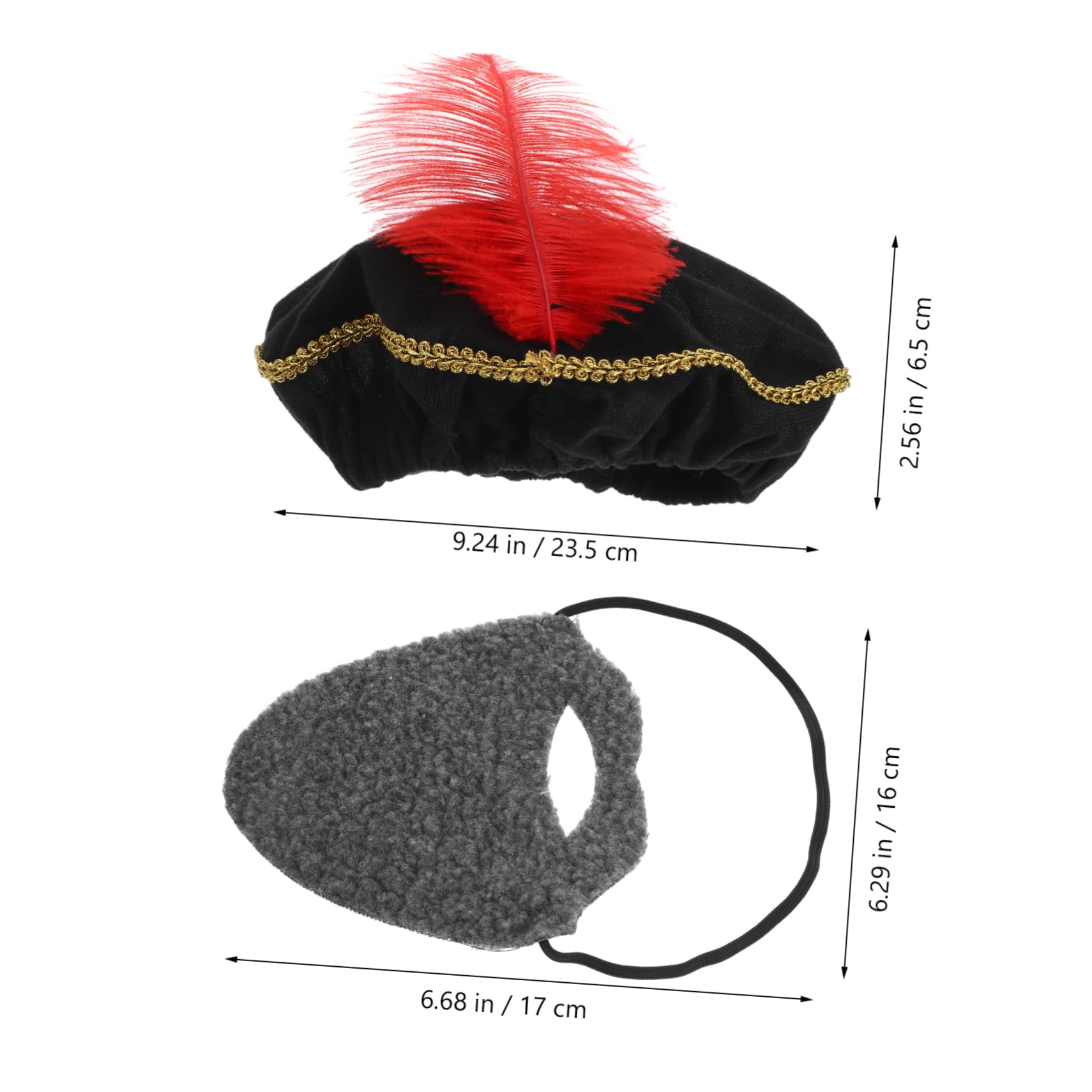 Cabilock Renaissance Men Hat Beard Set Medieval Headgear Oxford Cloth Cap for Halloween Parties Renaissance Fairs