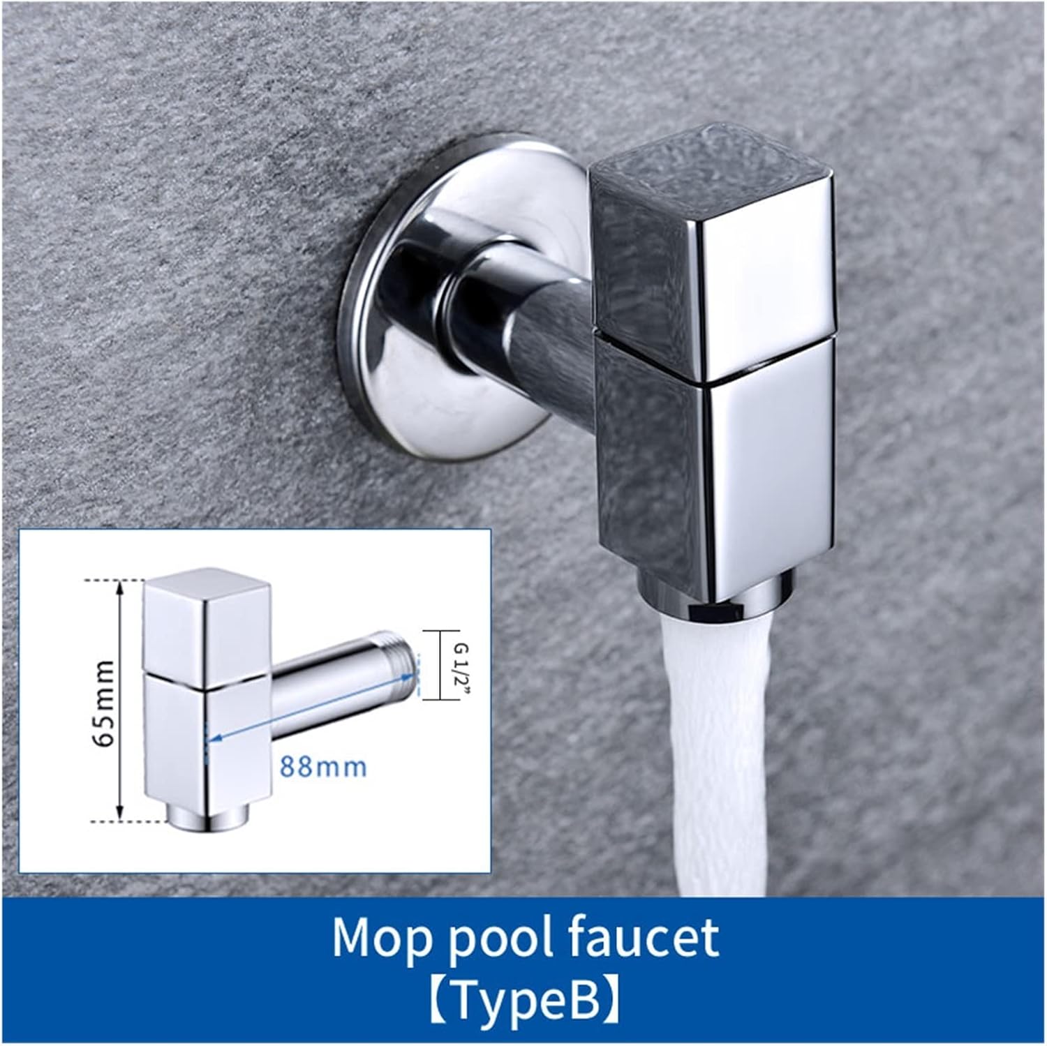 Wall Mounted Solid Brass Washing Machine Faucet Outdoor Garden Faucet 1/2" with 3/4 'Inlet mop Faucet(B)