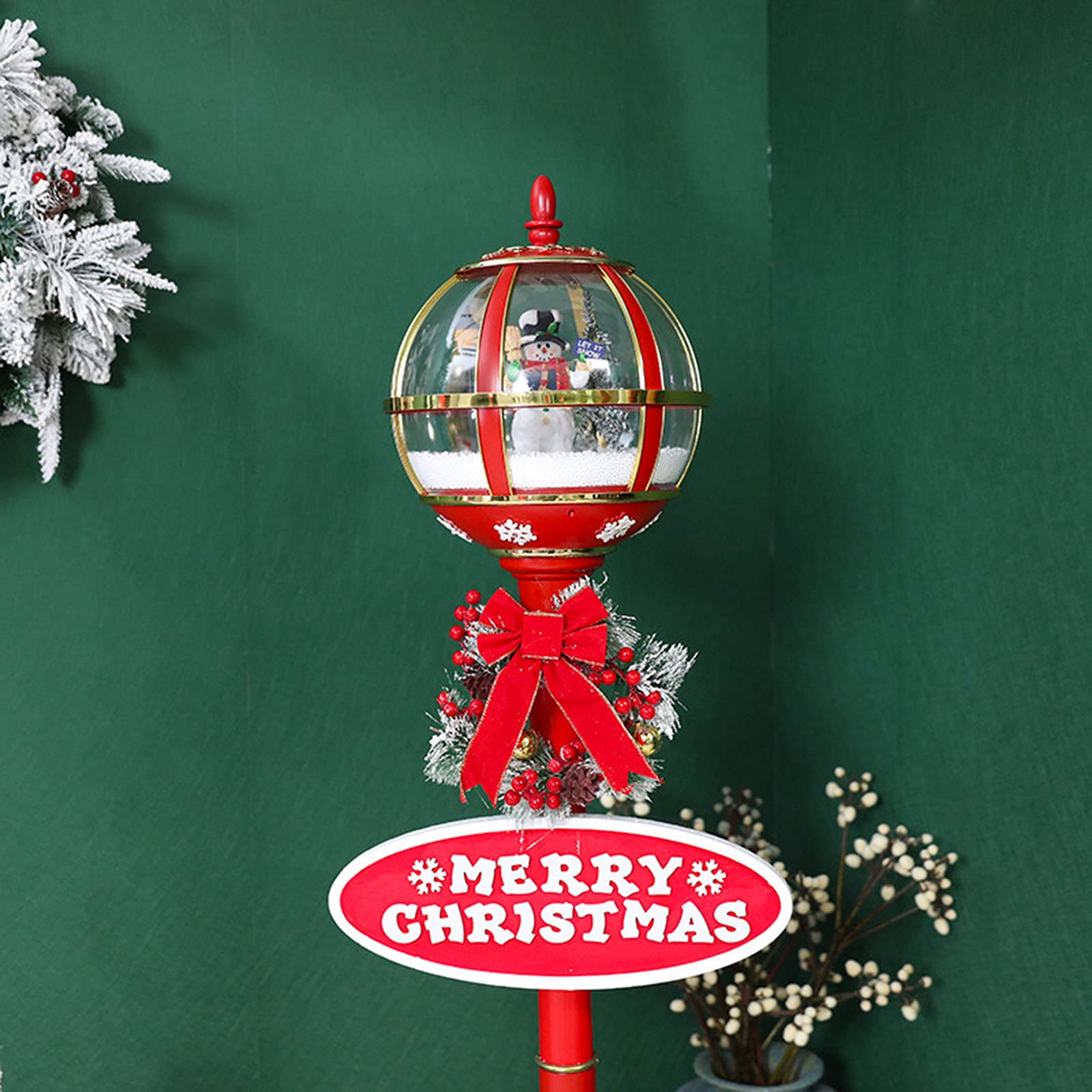 69In Decoración Navideña Lámpara De Nieve De Navidad Farola Santa/Muñeco De Nieve Linterna De Globo con 25 Melodías Navideñas para Interior Al Aire Libre,A