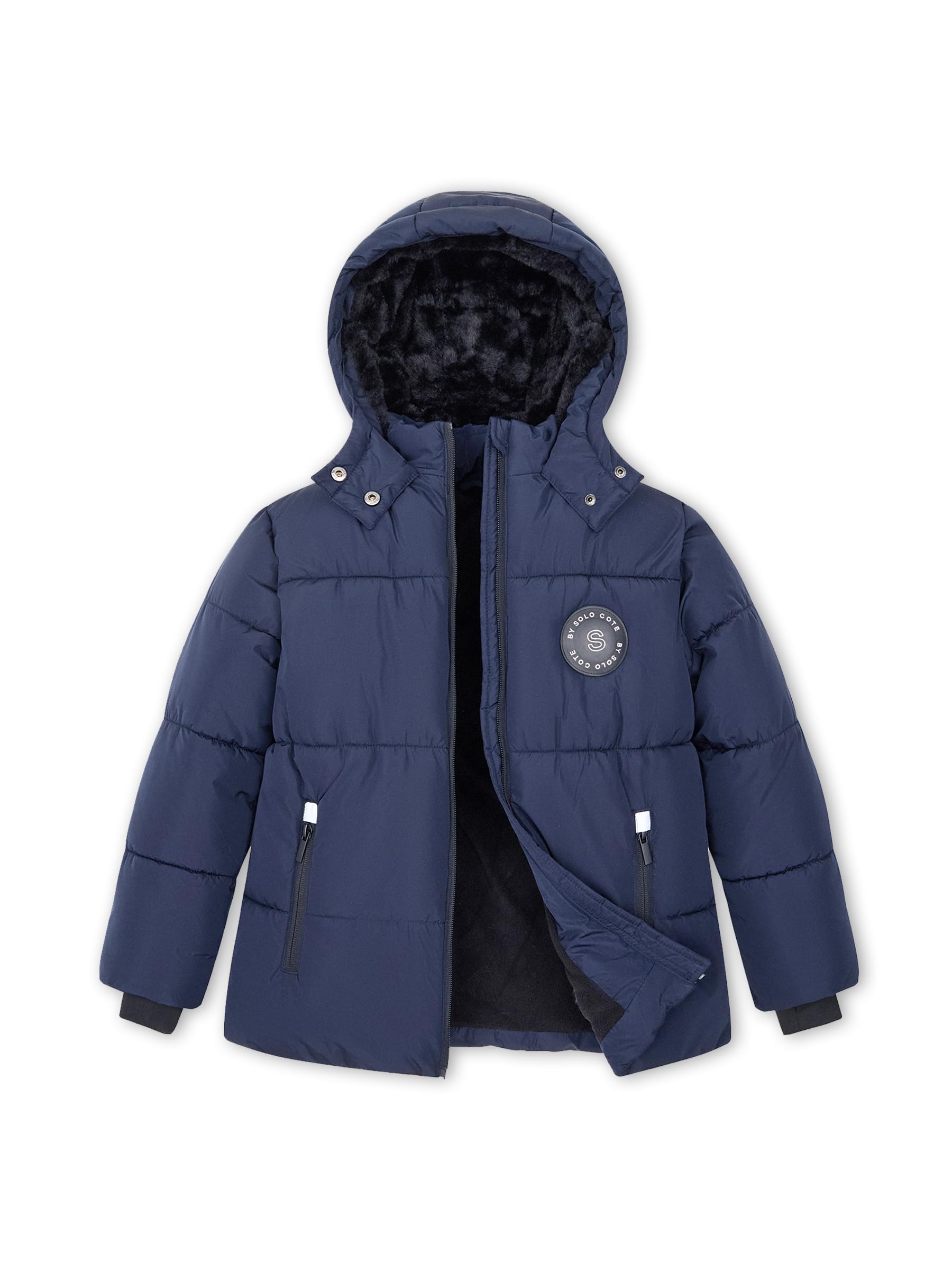SOLOCOTE Cappotto inverno per ragazzi con fodera in fleece pesante idrofugo antivento con cappuccio Parka per bambini