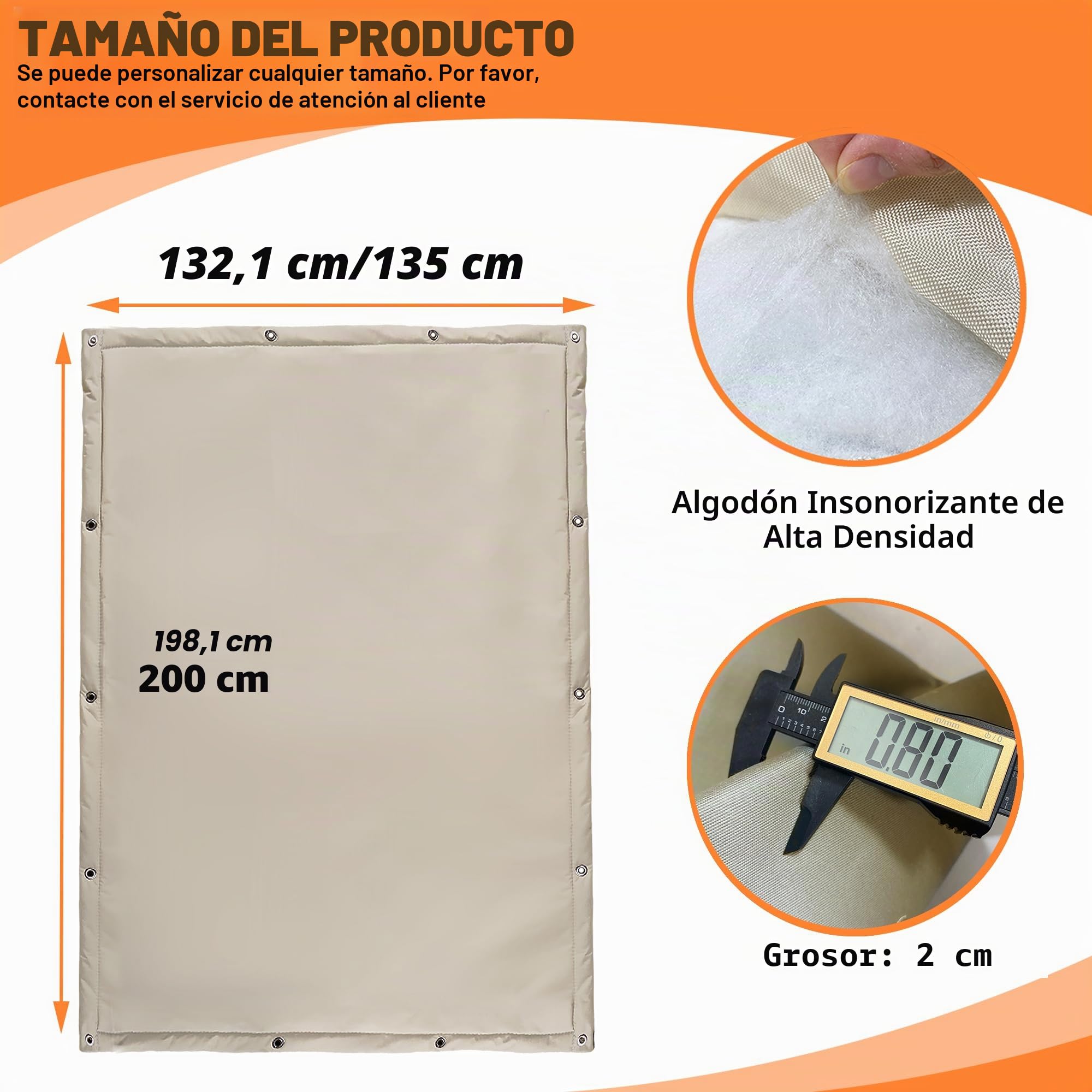 Manta Insonorizada para Grabación - 1,35 x 2 m, Panel Absorción de Sonido de Tela Oxford, Impermeable, Reductor de Ruido e Ignífugo, Adecuada para Estudio de Grabación/Estudio de Música