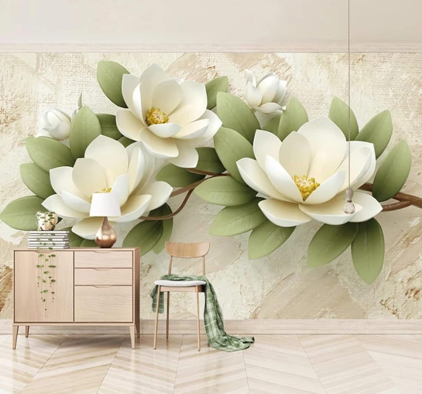 Papier peint intissé floral 3D XLMING revêtement mural grand format soie