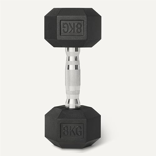 Amazon Basics haltères hexagonaux recouverts de caoutchouc set, 8 kg, Noir - 3