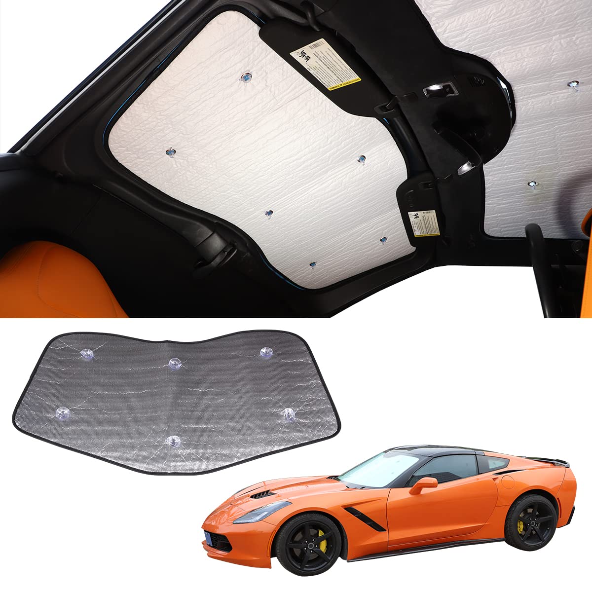 Car Windshield Sunshade, Car Sun Shade Full Rear Window Shades for Chevrolet Corvette C7 2014-2019, UV Rays Sun Visor Protector (Car Top Sunshade)