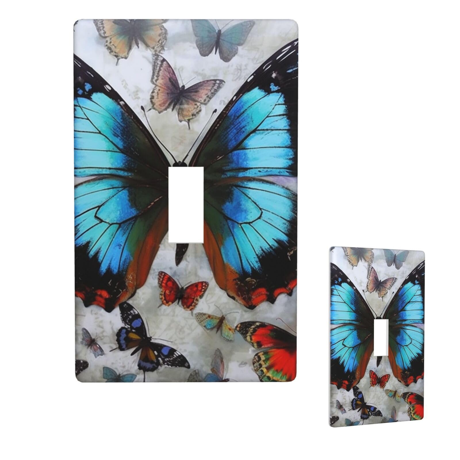 1 Gang Single Toggle Wall Plates, Unbreakable Decorative Light Switch Plate Covers Butterfly Electrical Switchplate Cover Faceplate For Bathroom Kitchen Decor