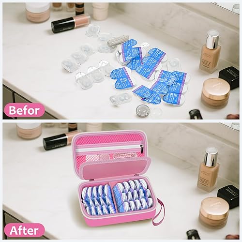 Miniatura 5 de GWCASE Funda para lentes de contacto diario para más de 30 lentes desechables diarios, organizador portátil de almacenamiento de lentes de contacto