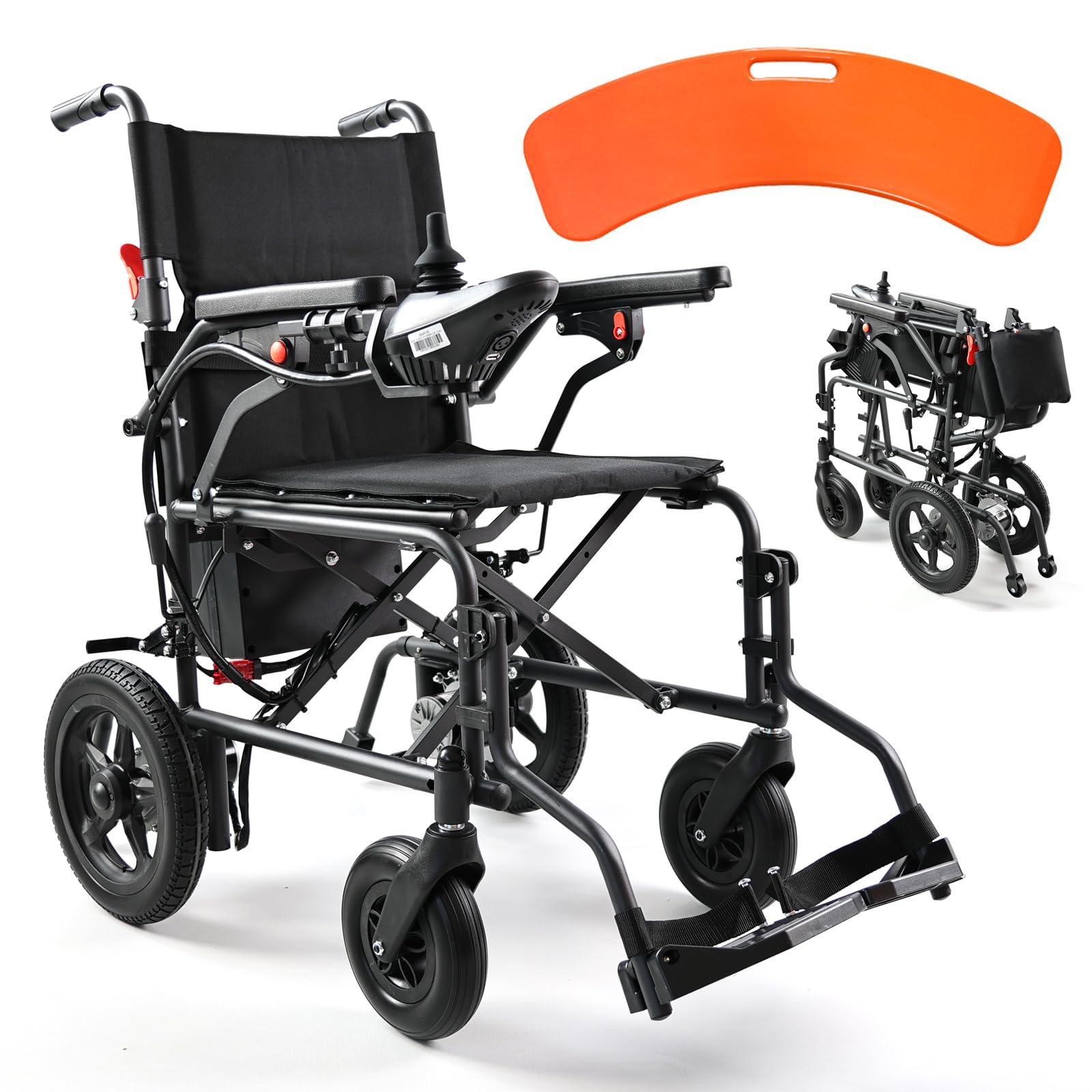 Silla de ruedas eléctrica plegable ligera de carbono, silla ruedas motorizada portátil, alcance 20 km, carga máxima 110 kg, silla eléctrica para mayores, ideal para viajes y exterior