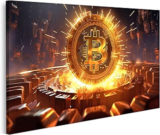islandburner cuadro sobre lienzo gigante moneda bitcoin oro cuadros murales carteles