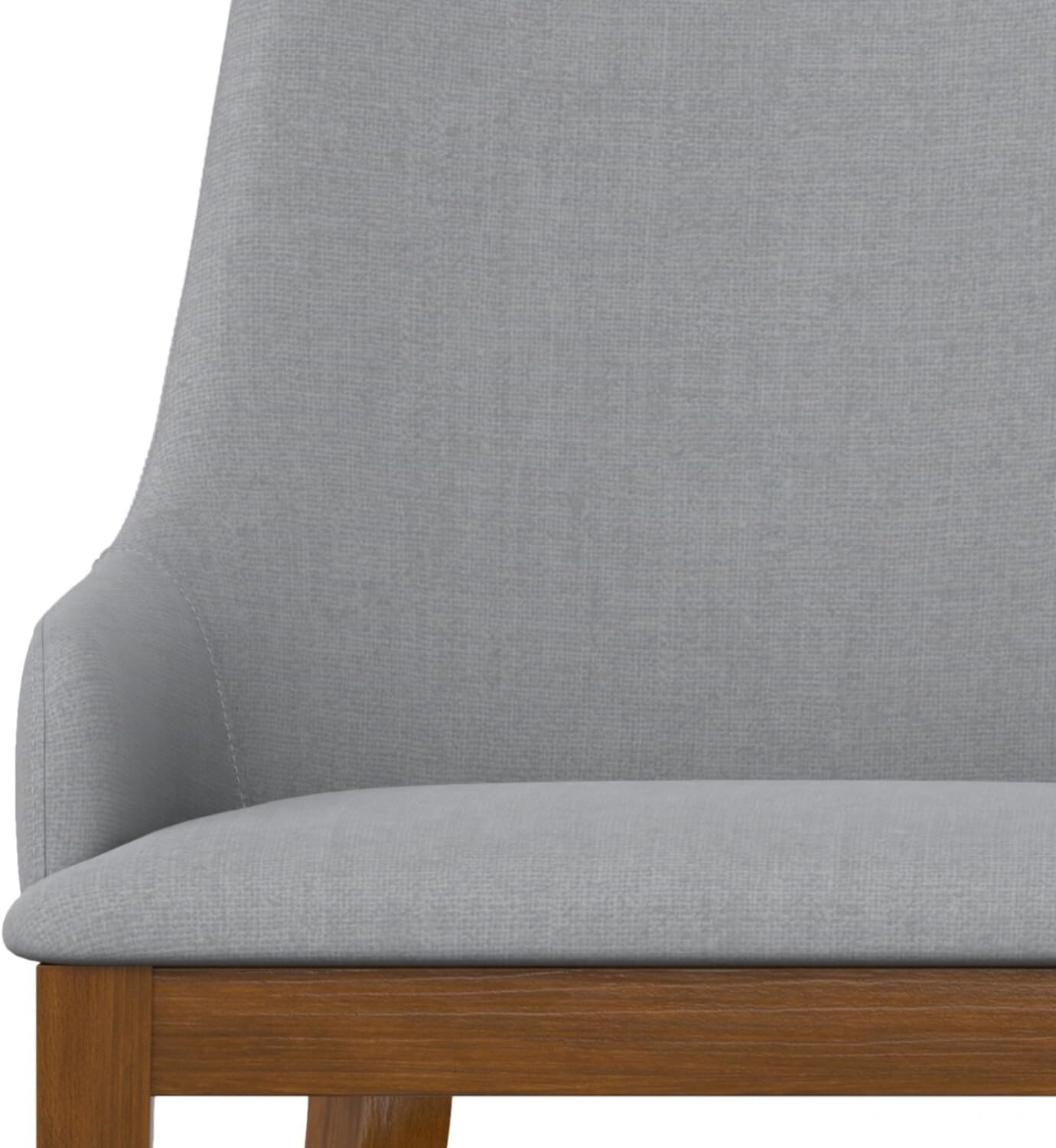 SIMPLIHOME Stephanie Dining Chairs - Upholstered Black Metal Frame and Linen-Style Fabric Chair Set in Light Grey, Modern Ergonomic Dining Room Seating with Curved Back and Cushioned Seat (Set of 2)