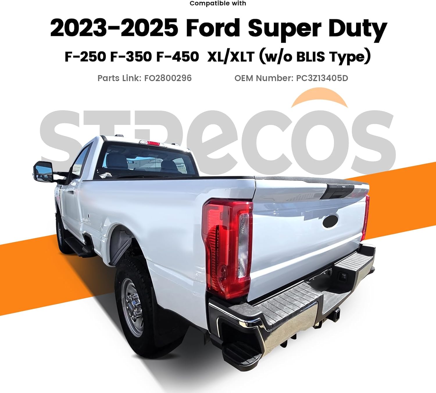 Tail Light Compatible with 2023 2024 2025 2026 Ford F250 F350 Super Duty Halogen Type w/o Blind Spot Outer Taillight Rear Turn Signal Brake Lights Kit Replace OEM# PC3Z13405D (Left Driver Side)