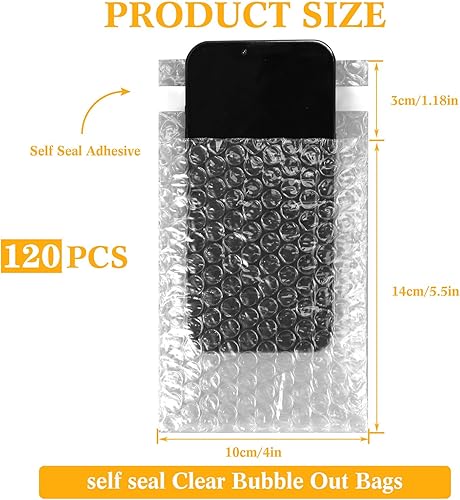 Miniatura 5 de PerKoop 120 bolsas de cojín de burbujas de 4 x 5.5 pulgadas a granel, bolsas de doble pared para cojín de burbujas, bolsas protectoras transparentes