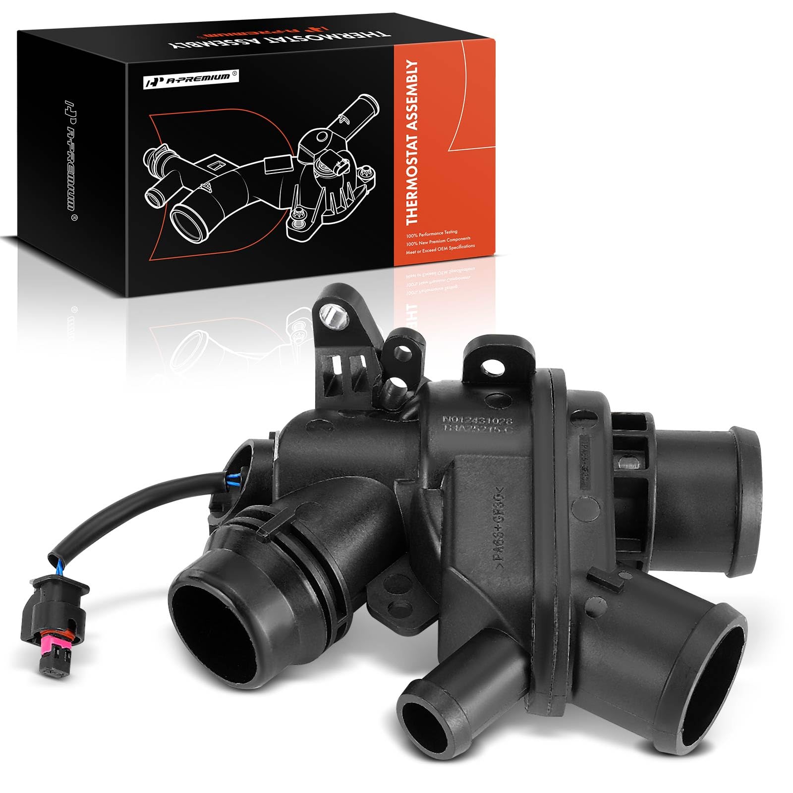 A-Premium Termostato del liquido di raffreddamento motore e gruppo alloggiamento con sensori, compatibile con Jaguar F-Type 2017-2018, XE 2017, XF 2017 - DOHC, V6 3.0L - Replace# FX238A587AG, AJ813902