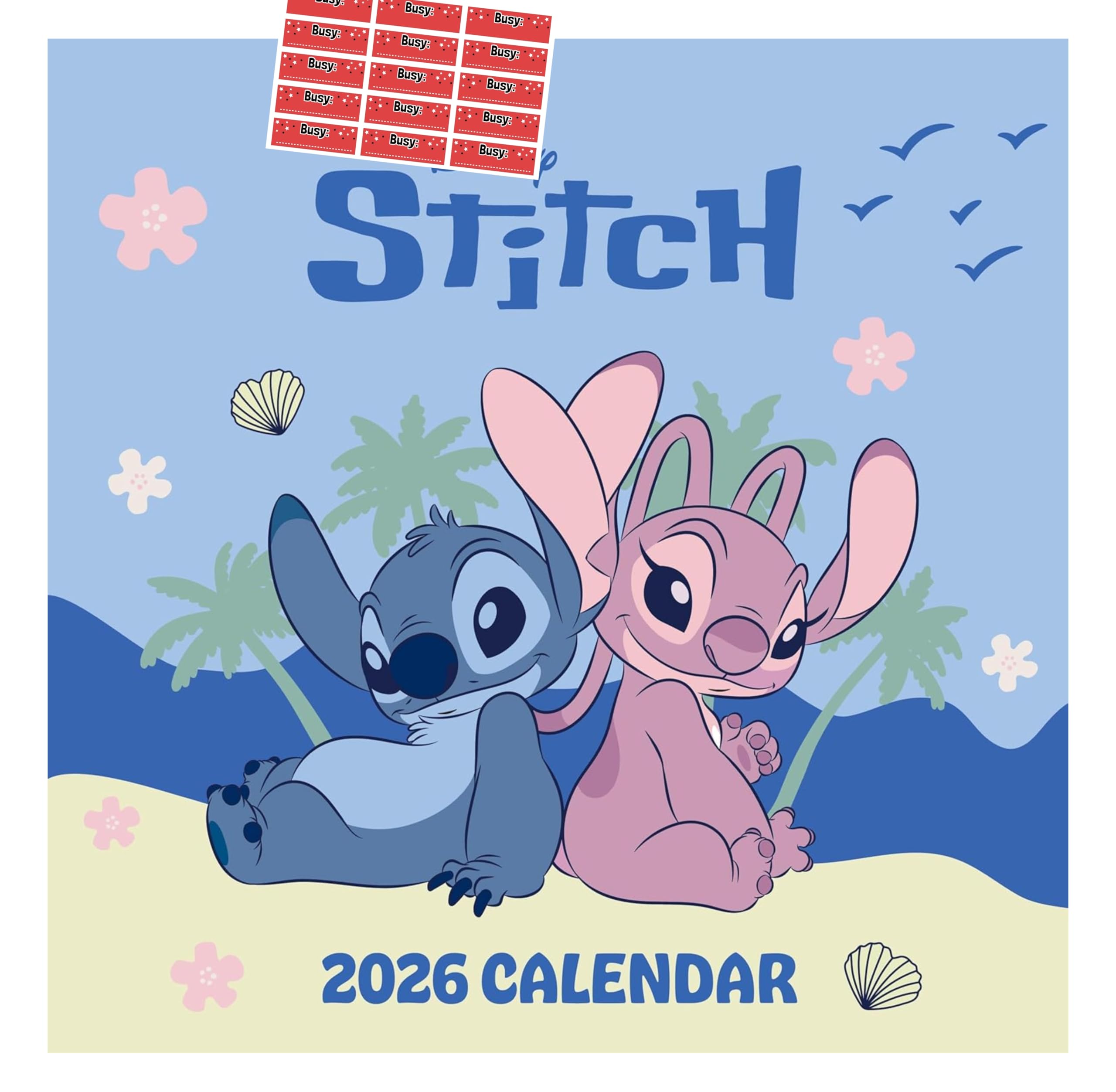 Stitch Calendar 2026 Lilo & Stitch Square Wall Calendar with FREE Organising Stickers Included