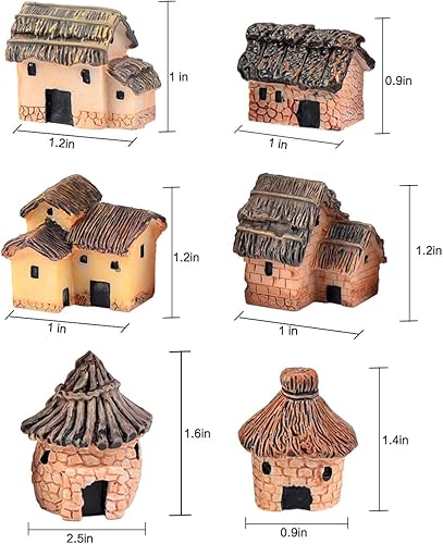 Miniatura 2 de 6 piezas de accesorios de mini casa de jardín de hadas, figura de cabaña de pueblo en miniatura, adornos de decoración de micro paisaje, para
