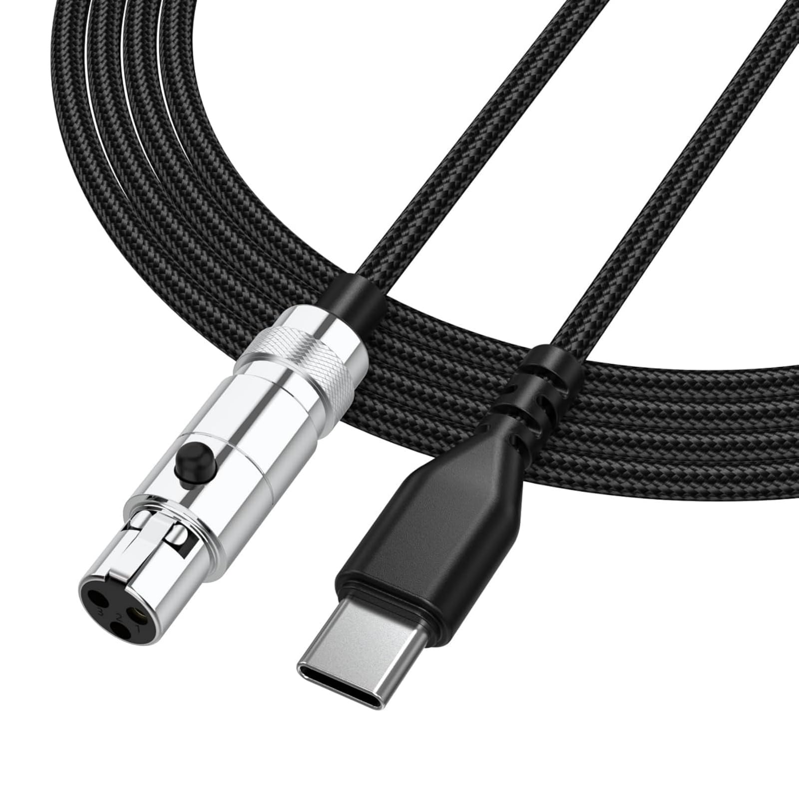K702 Kabel, USB-C auf Mini XLR 3-Pol, Nylongeflecht, verlustfreies Audio, kompatibel mit kompatibel mit AKG K240, K240S, K240MK II, Q701, K141, K171, K181, K271s, K271 MKII, 1,5 M