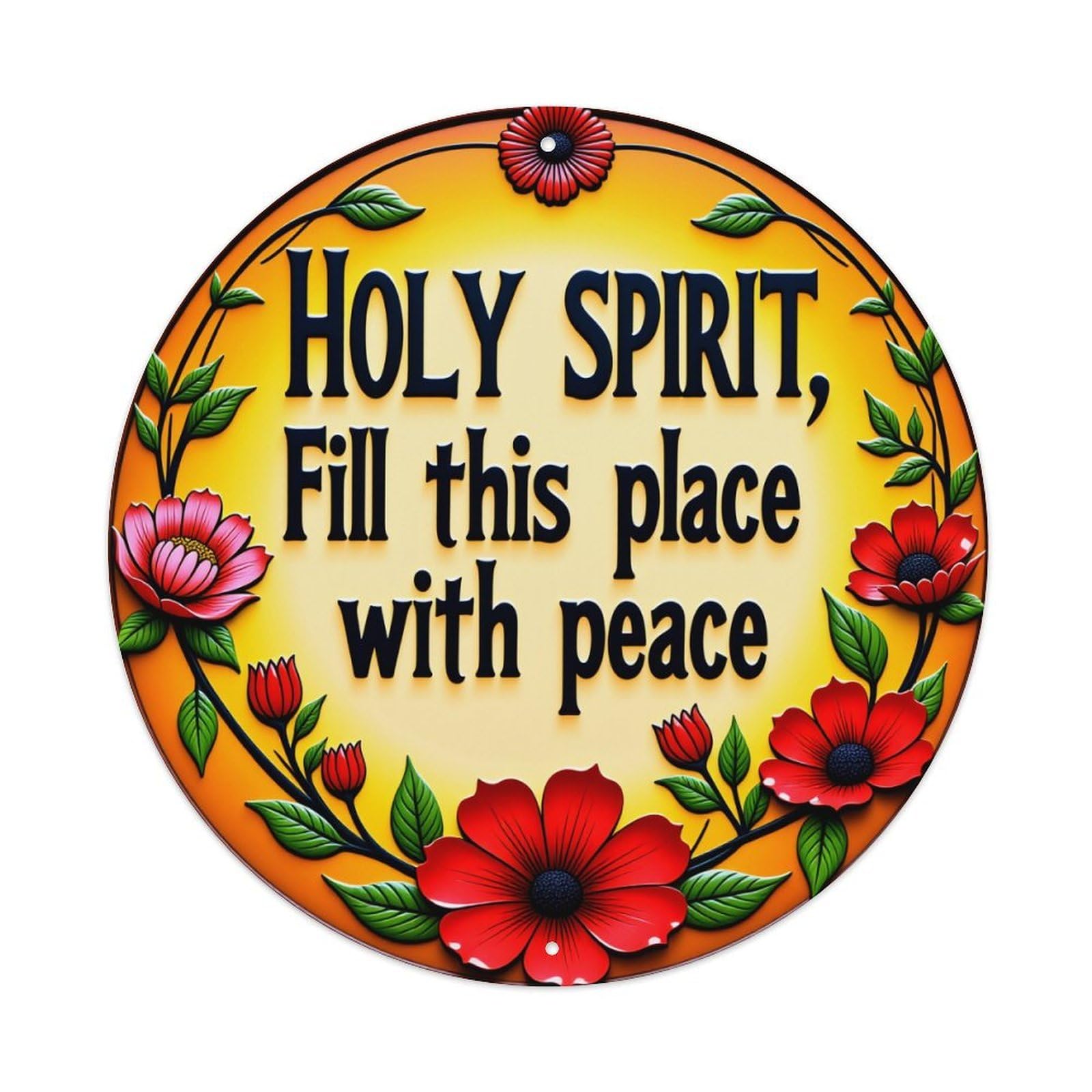 Floral Circle With Text And Flowers Round Tin Sign Vintage Metal Poster Retro Bar, Home, Man Cave, Kitchen, Laundry Room Wall Art Decor Gift 8x8Inch