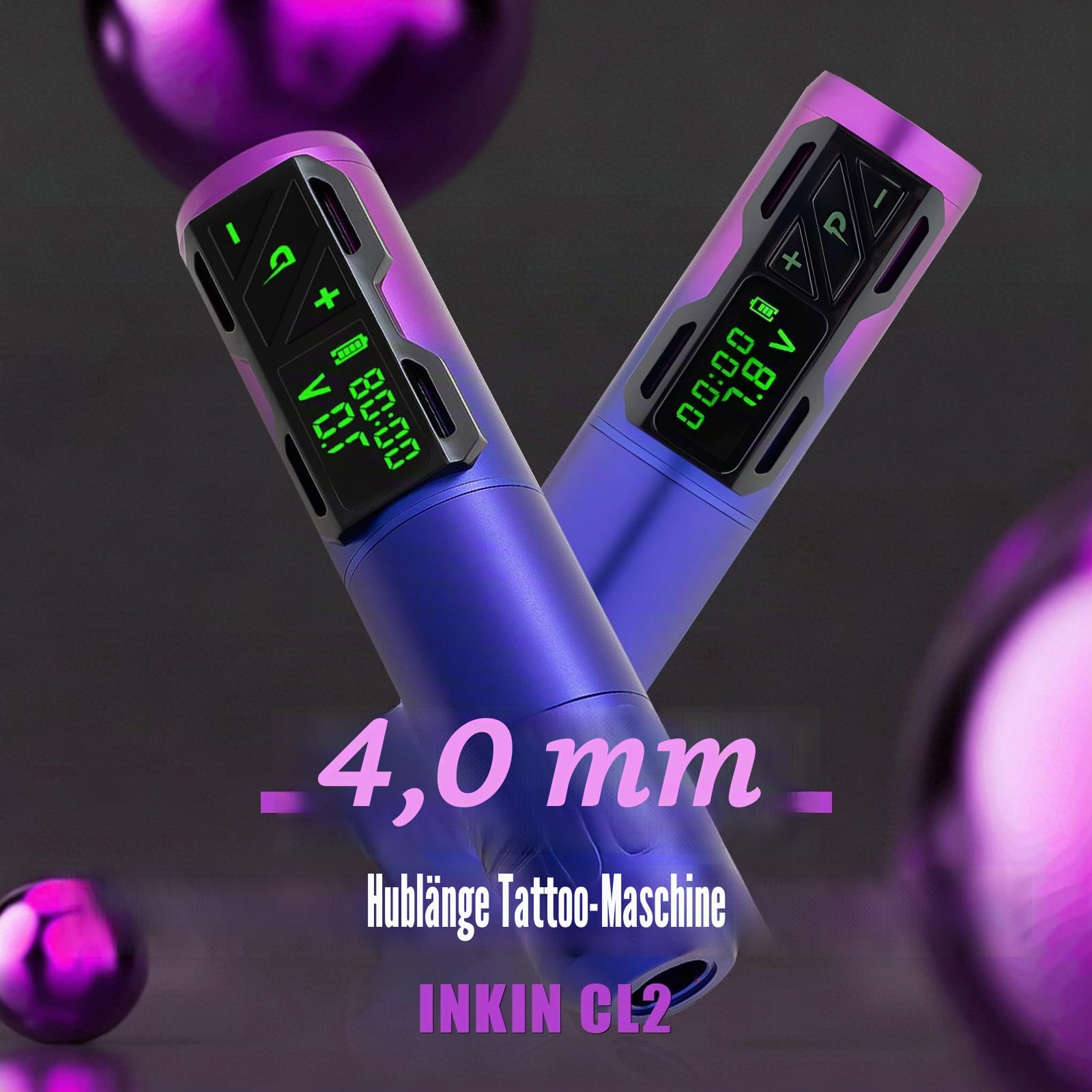 INKin Tattoo Maschine Set, Kabelloser Tätowiermaschine mit 4.0 Hublänge und 2pcs 1800mAh Batterien, Tattoo Zubehör Set Komplett mit Tattoo Drucker Bluetooth, Stencil Stuff, Tattoo Farbe und Nadeln