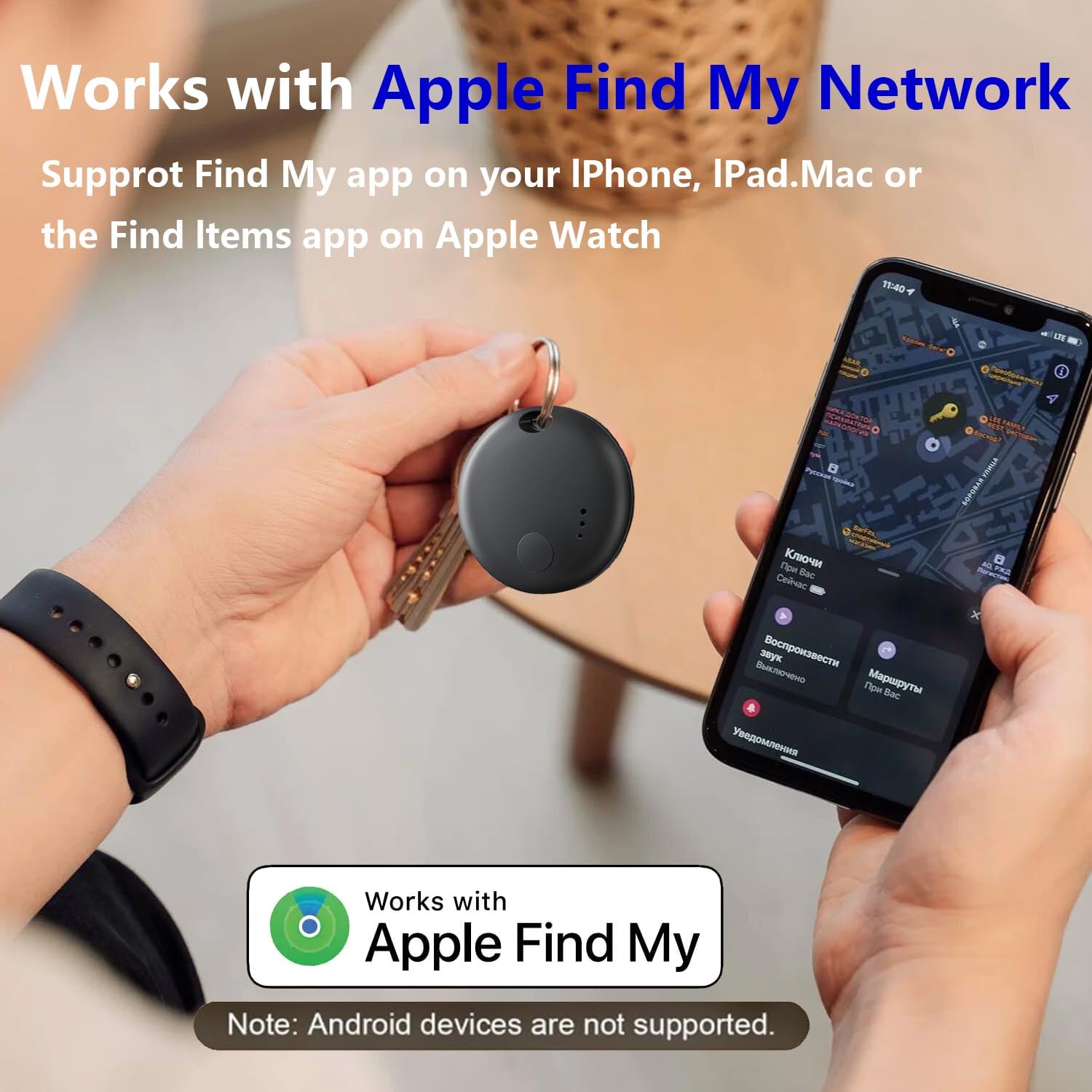 Lot de 4 étiquettes de suivi d'air Bluetooth, localisateurs d'articles compatibles avec l'application Apple Find My (iOS uniquement), gardez le suivi et vos clés, portefeuille, bagages, sac à dos (pas
