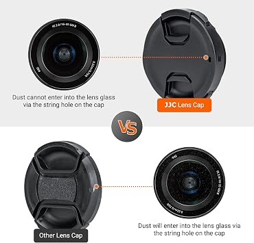 JJC 58mm Front Lens Cap Cover + Elastic Anti-Loss Cap Keeper Leash for Canon EF-S 18-55mm f/3.5-5.6 IS STM, Fujifilm XF 18-55mm f/2.8-4 R LM OIS, XC 16-50mm f3.5-5.6 OIS Lens & More 58mm Thread Lenses