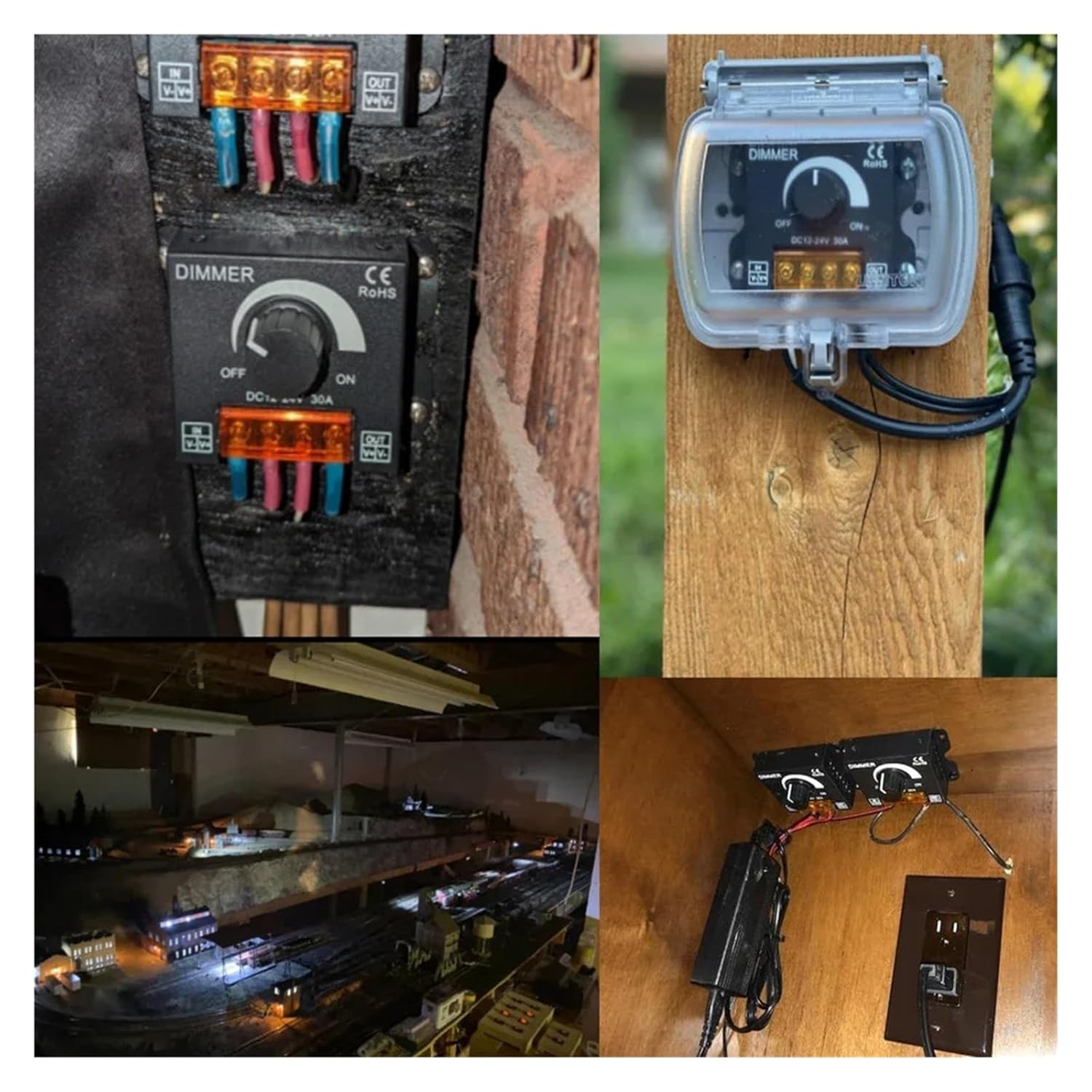 1-10 PCS DC 12V 24V LED Dimmer Switch 30A 360W Voltage Regulator Adjustable Controller for LED Strip Light LED Light Dimmer(1 pcs)