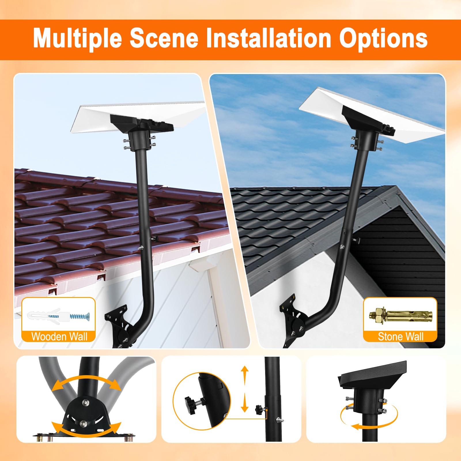 Gen 3 Starlink Mount, Adjustable Starlink Mounting Kit with Grommets & Cable Clips, Wall/Roof Pole Mount Bracket for Starlink Internet Kit Satellite, Compatible with Gen 3 Starlink Dish Pipe Adapter