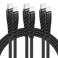 Vista 1 de Cable USB C a USB C de 60 W, paquete de 3 cables de carga USB C de 3 pies, cable de carga rápida trenzado tipo C para iPhone