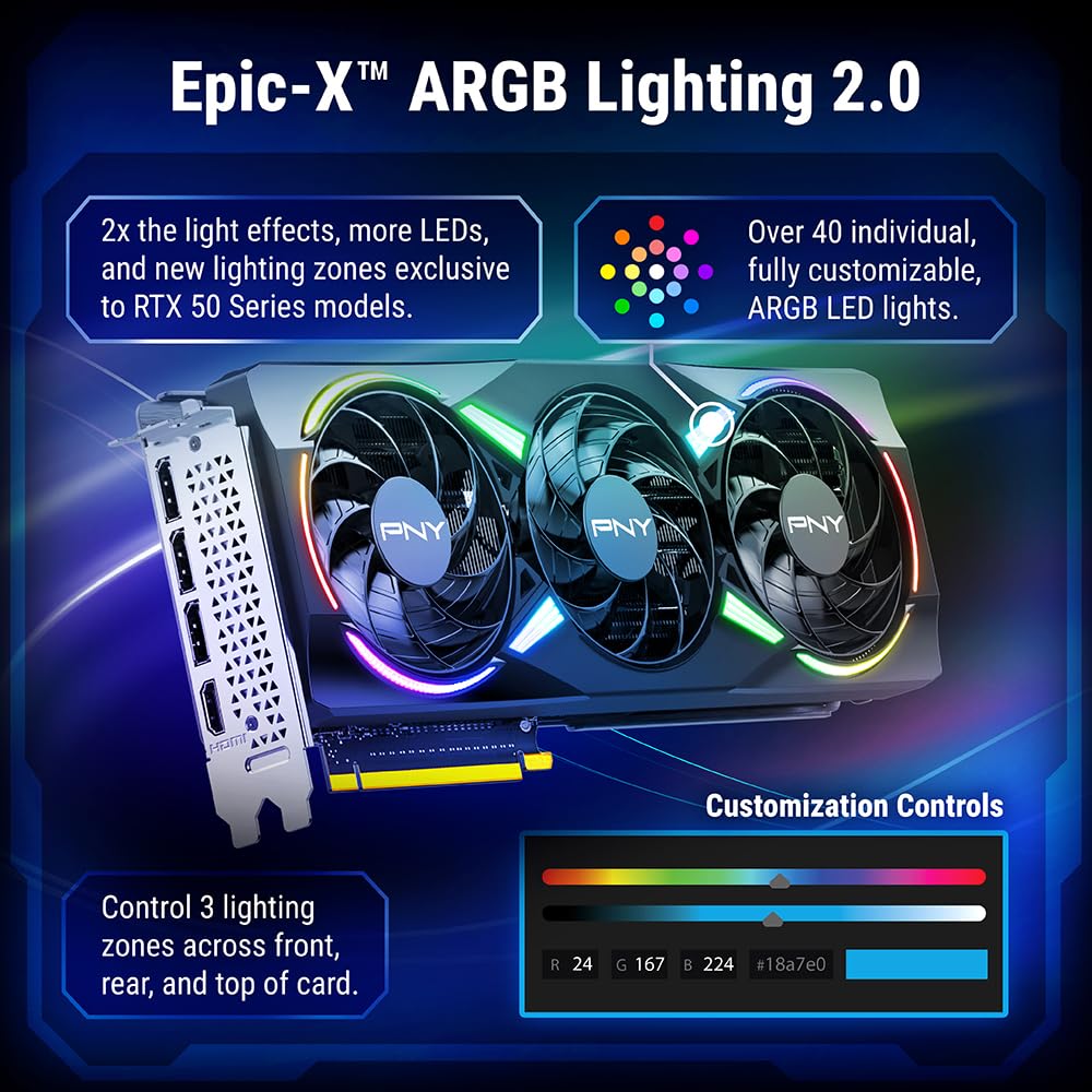 PNY Carte Graphique GeForce RTX™ 5070 12GB ARGB OC Triple Fan DLSS 4
