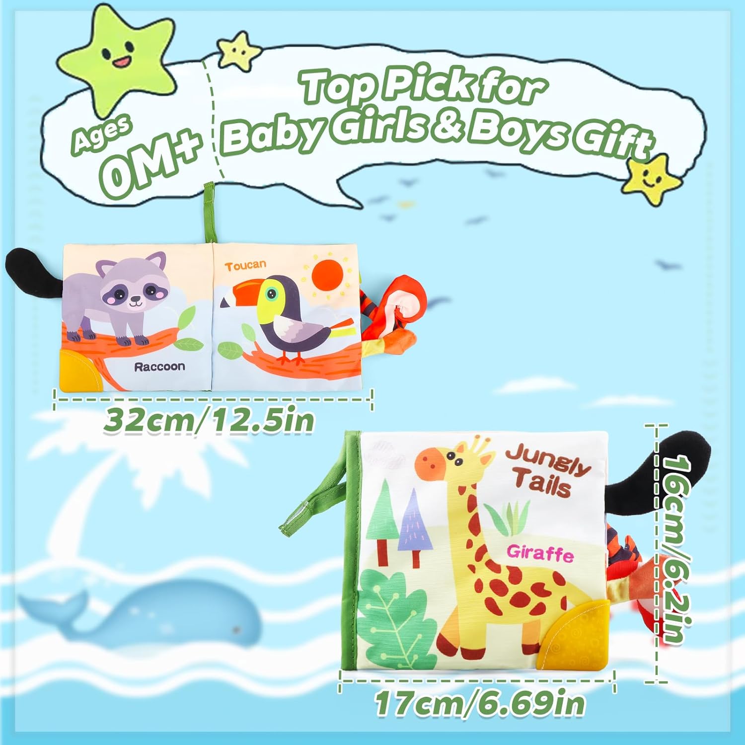 Baby Books 0-6 Months, Infant Tummy Time Toy 6-12 Months Touch Feel Book Travel Toy Gifts for Boys Girls 0-3 Months Baby Shower Birthday Easter Basket Stuffers