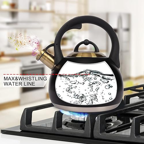 Miniatura 4 de Tetera para estufa, hervidor de agua de acero inoxidable de grado alimenticio, tetera para el hogar y la cocina, 3.1 cuartos de galón