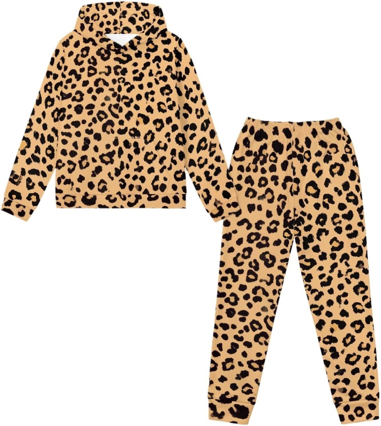 Pensura Boys Girls Fashion Clothes 2pcs Long Sleeve Hoodie Sweatshirt and Cargo Jogger Pants with Pockets