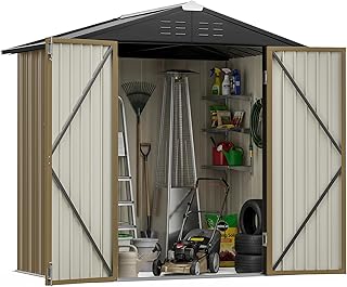 Homall Steel Storage Shed Outdoor Storage Shed Garden Metal Shed 6×4ft Metal Storage House with Lock Weatherproof Backyard Storage for Tools Bikes Household Items