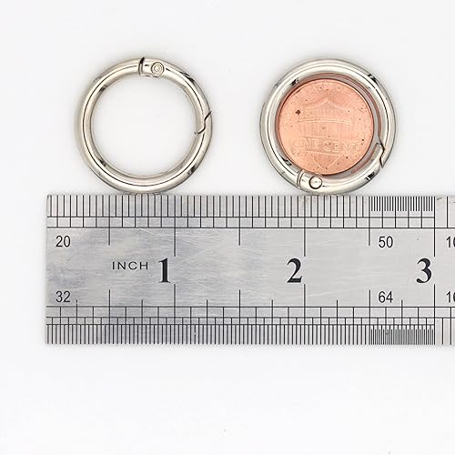 Miniatura 5 de 20 anillos tóricas de resorte gatillo con clip de mosquetón redondo para llaveros, hebilla, bolsas, monederos (plata, 34 pulgadas)