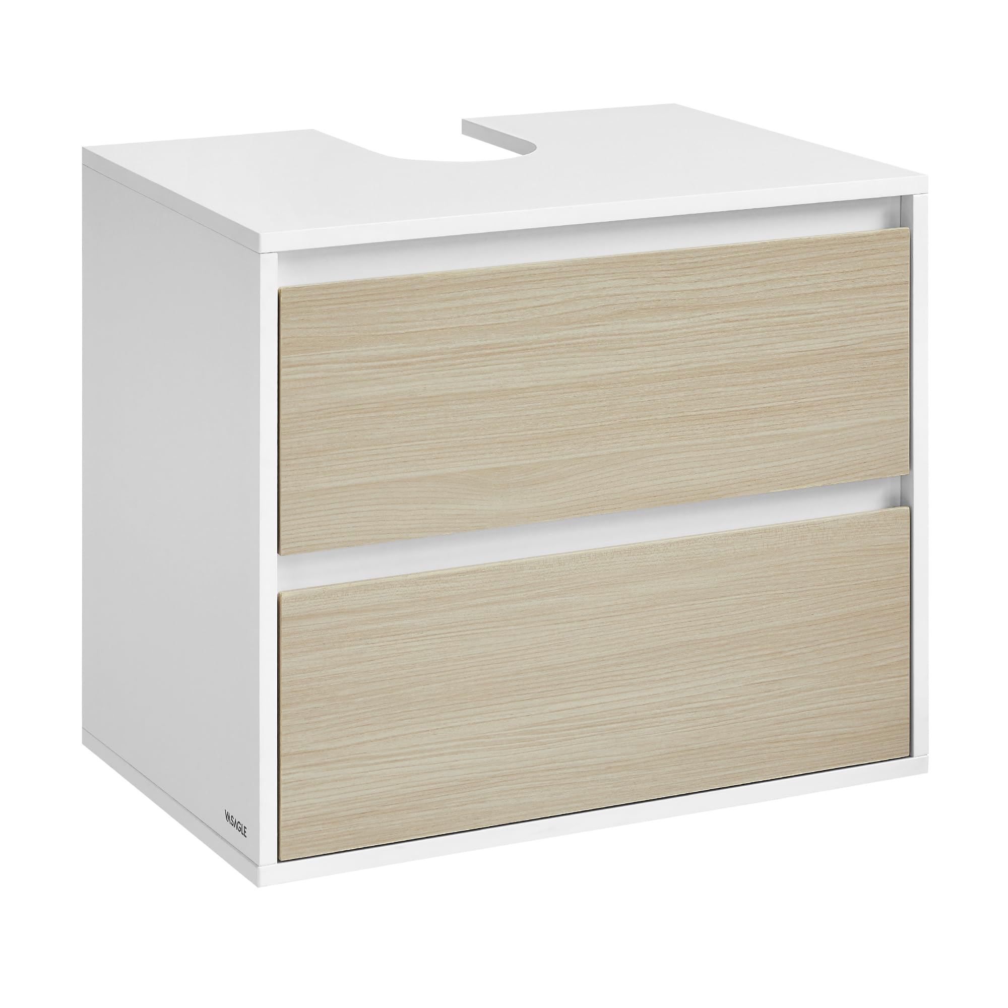 VASAGLE Mueble Bajo Lavabo de Pared, Mueble Bajo Lavabo de Pared, 2 Cajones, 40 x 60 x 50 cm, Blanco Nube y Beige Natural BBK501K01