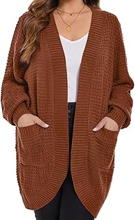 Womens Plus Size Open Front Cardigan Waffle Knit Long Sleeve Sweaters To...