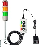 Vista 9 de Luz LED Andon de señal de torre de 3 pilas, rojo/amarillo/verde, encendido/apagado, interruptor selector ABB, adaptador de corriente industrial Mean