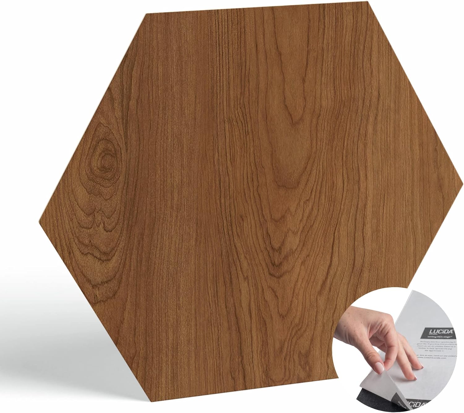 BaseCore HEX Hexagon Vinyl Flooring Java 5.75" DIY Self Adhesive