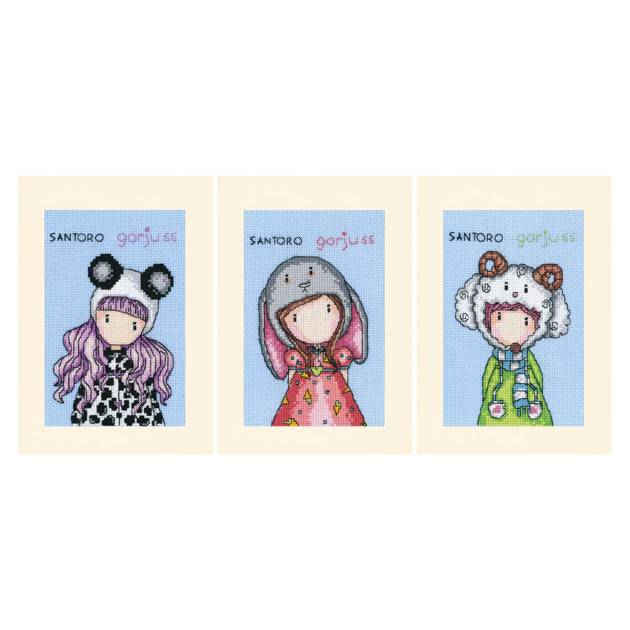 Kit de broderie point de croix compté Vervaco Gorjuss, lot de 3 cartes créatives à faire soi-même