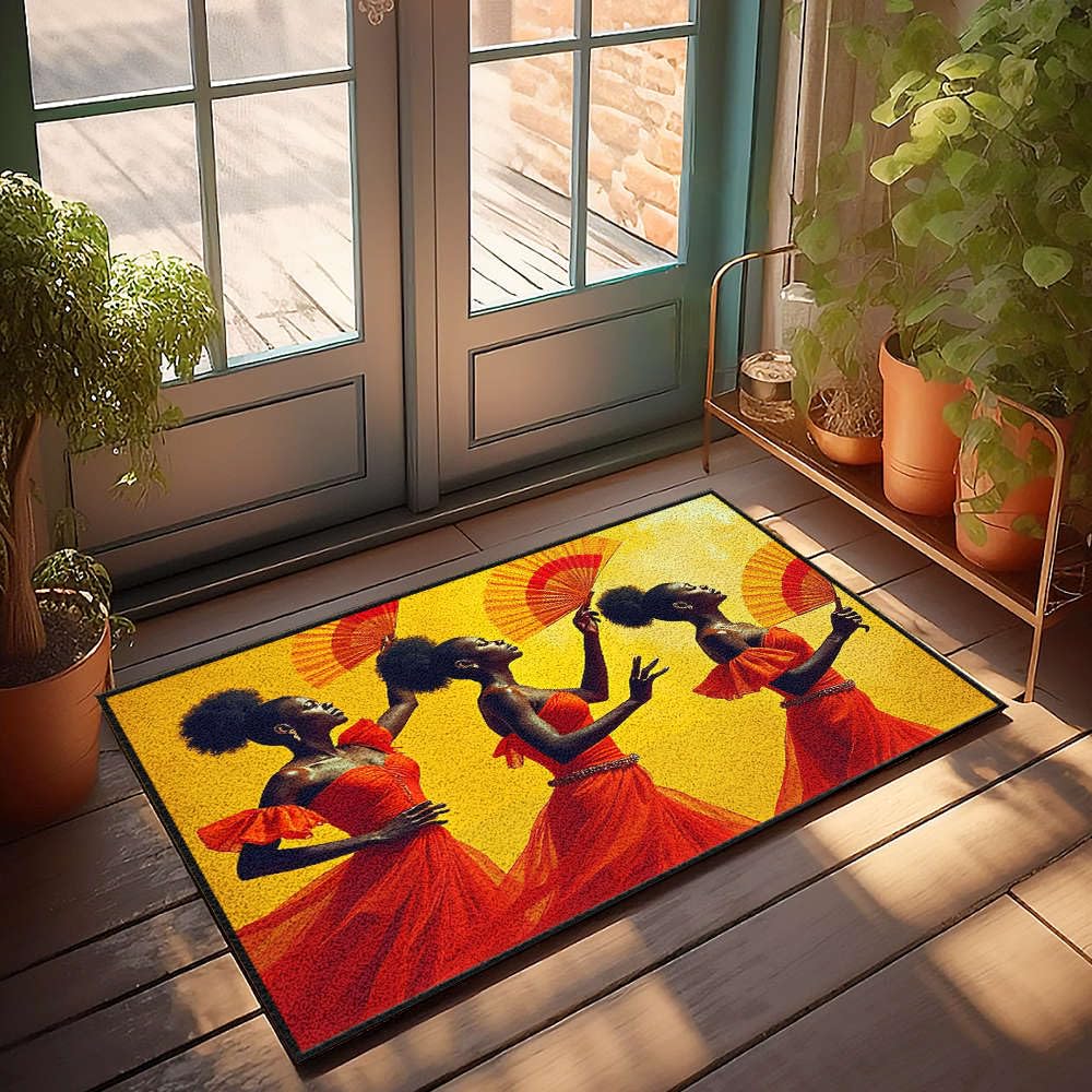 Paillasson antidérapant rouge et noir tapis de sol 65 x 90 cm pour décoration de chambre
