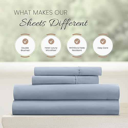 Miniatura 5 de Linen Market Sábanas para cama de tamaño California King (azul claro)  Duerme mejor que nunca con estas sábanas suaves y refrescantes  Bolsillo
